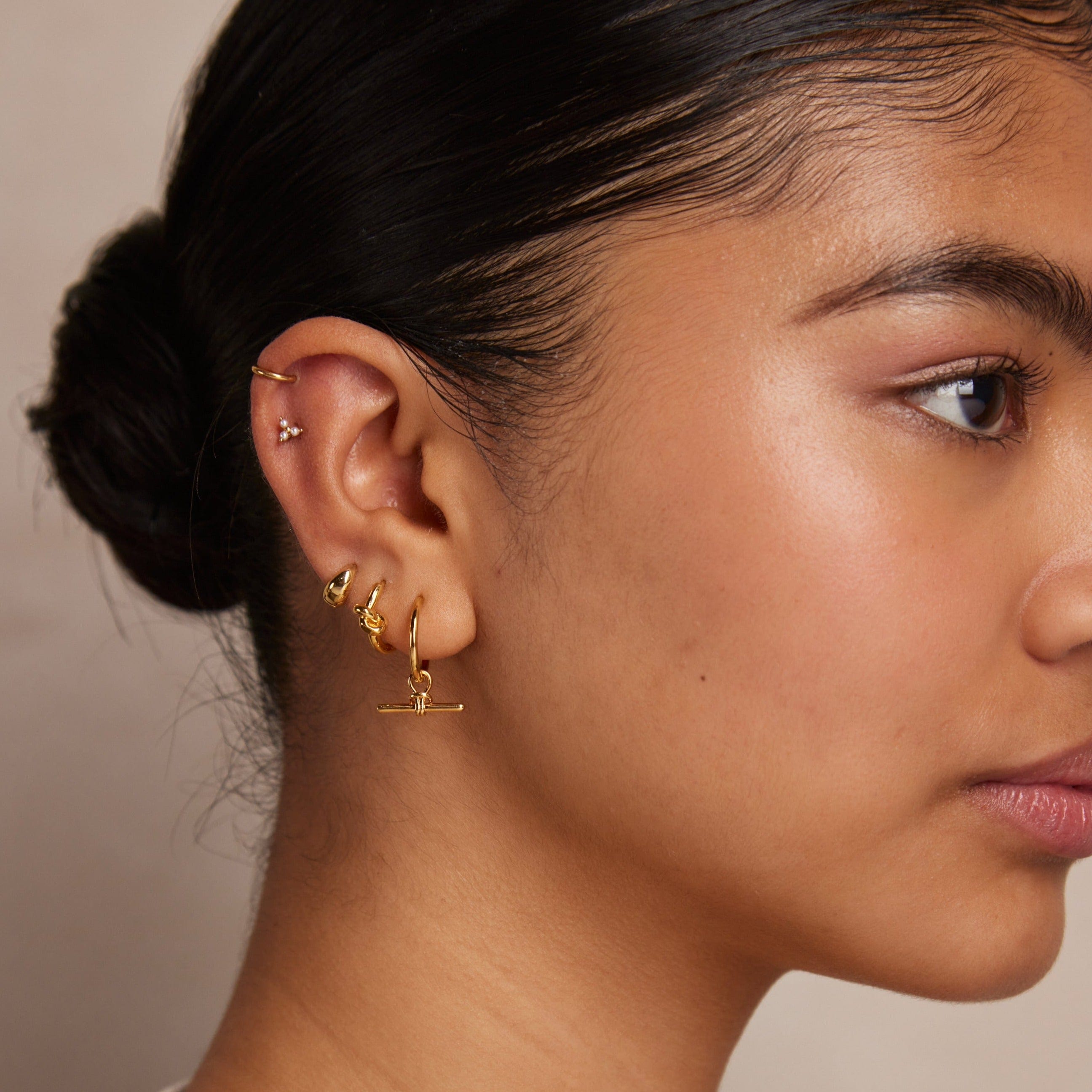 Huggie Hoop Earrings Polished Knot Huggie Hoop Earrings - Gold Orelia Jewellery