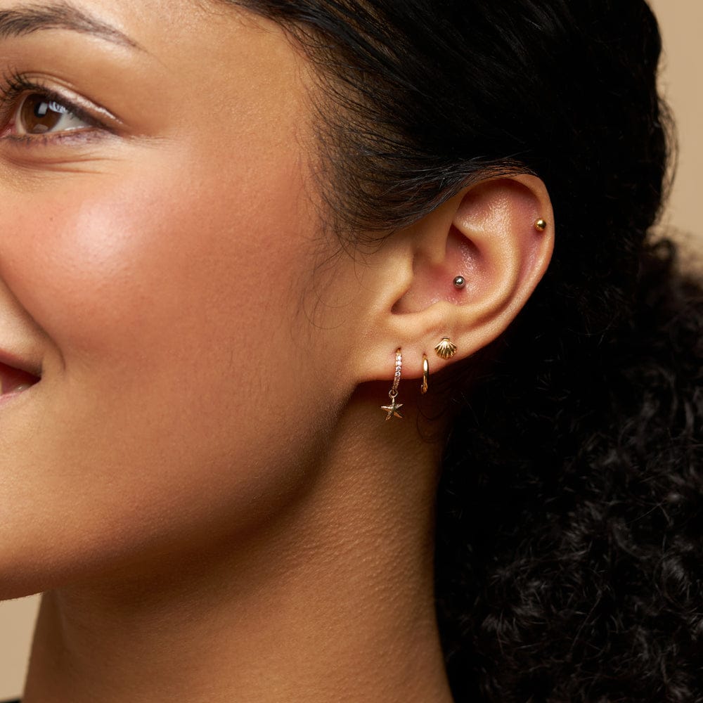 Micro Hoop Default Pavé & Starfish Micro Hoop Earrings Orelia Jewellery