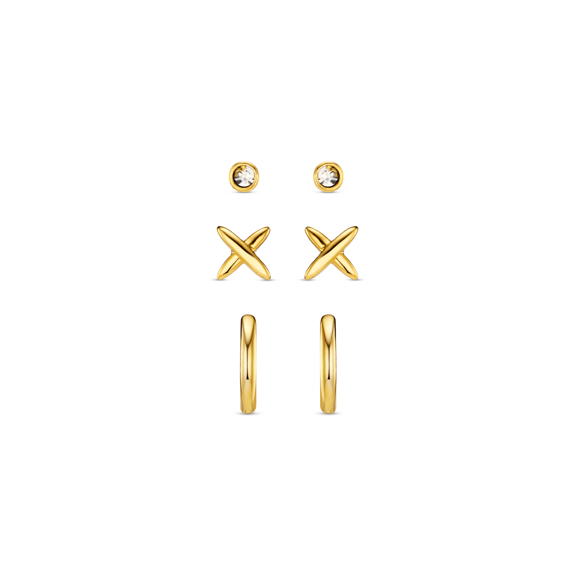 Stud Earrings Cross & Micro Hoop Pack Ear Stacking Set Orelia Jewellery