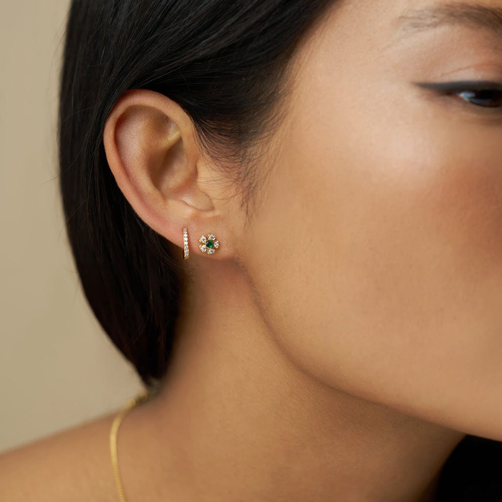 Stud Earrings ONE Crystal & Emerald Flower Stud Earrings Orelia Jewellery