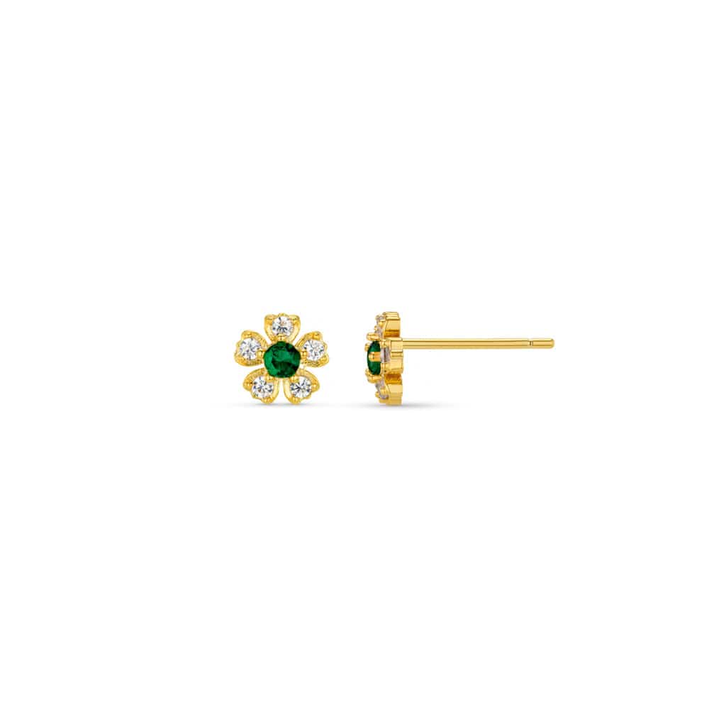 Stud Earrings ONE Crystal & Emerald Flower Stud Earrings Orelia Jewellery